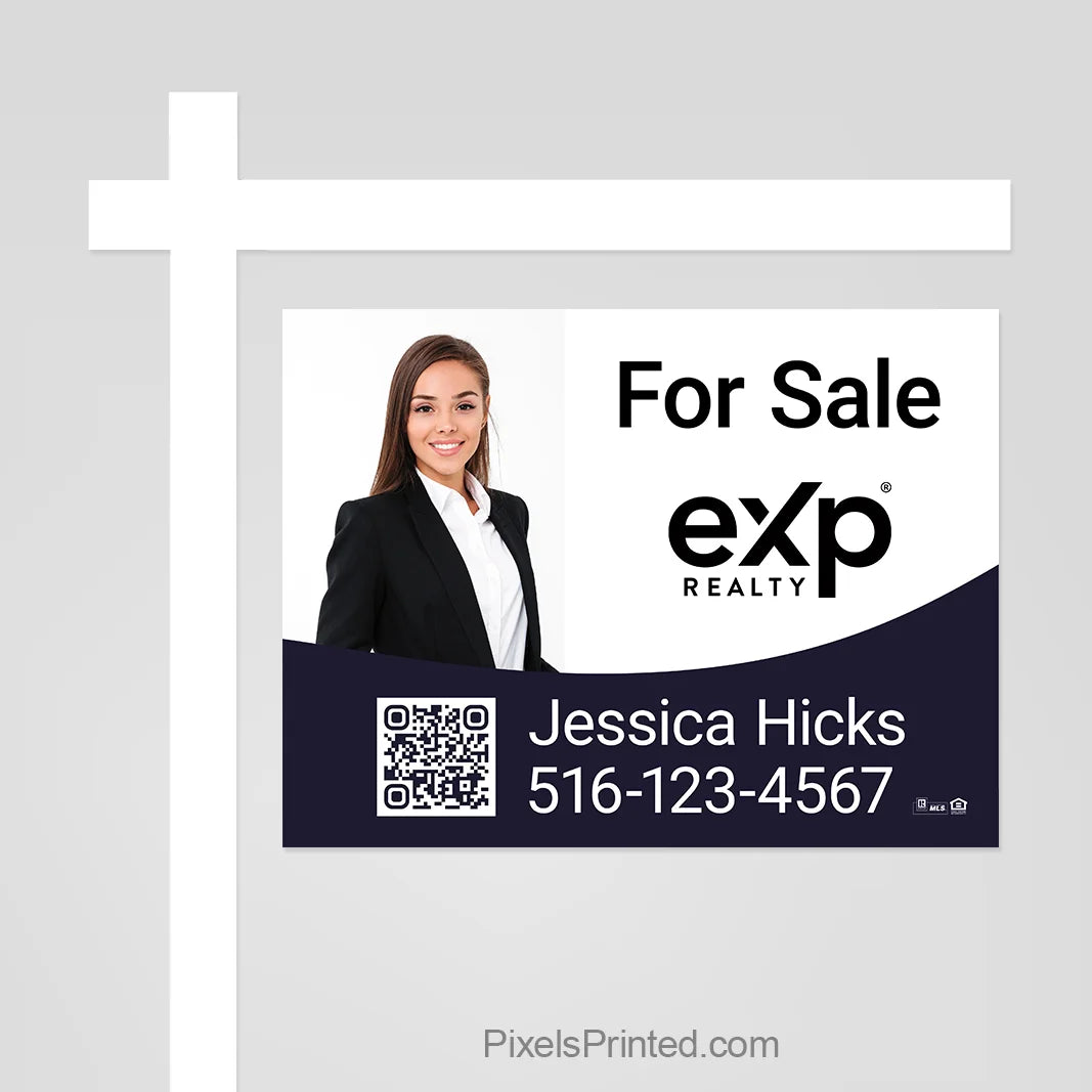 eXp Realty listing sign panel that gives agents a highly visible way to market homes from the street.