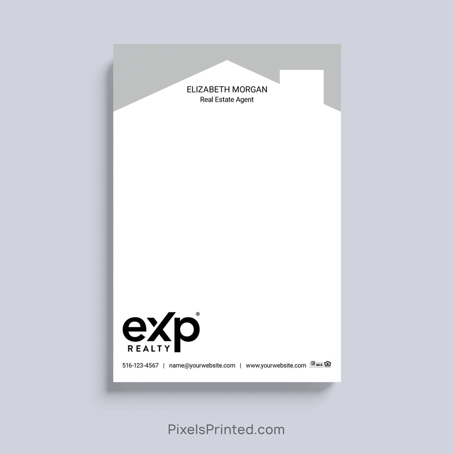 eXp Realty realtor notepad with house roof design and personalized branding