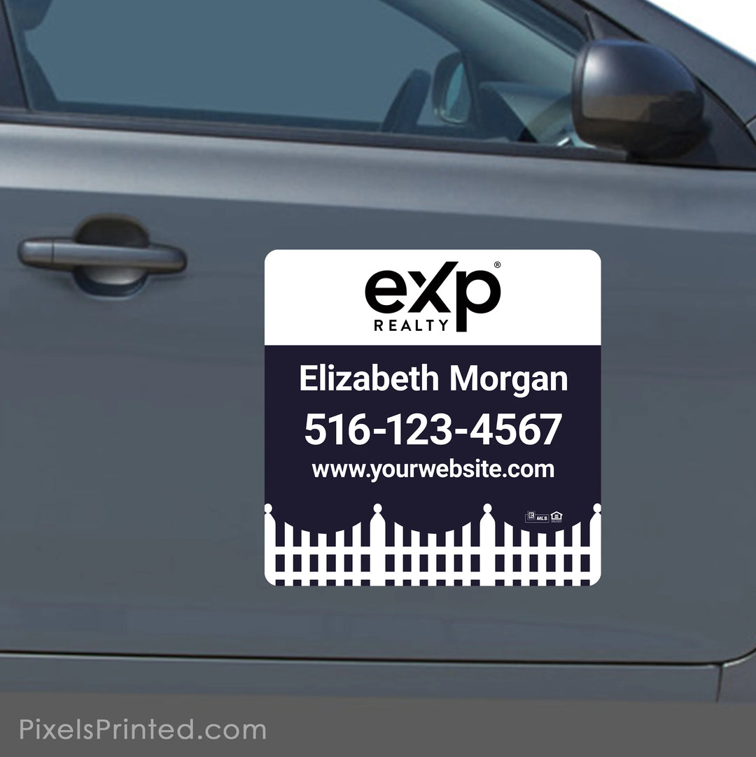 square eXp Realty realtor car magnet with personalized branding designed to promote an agent while driving.