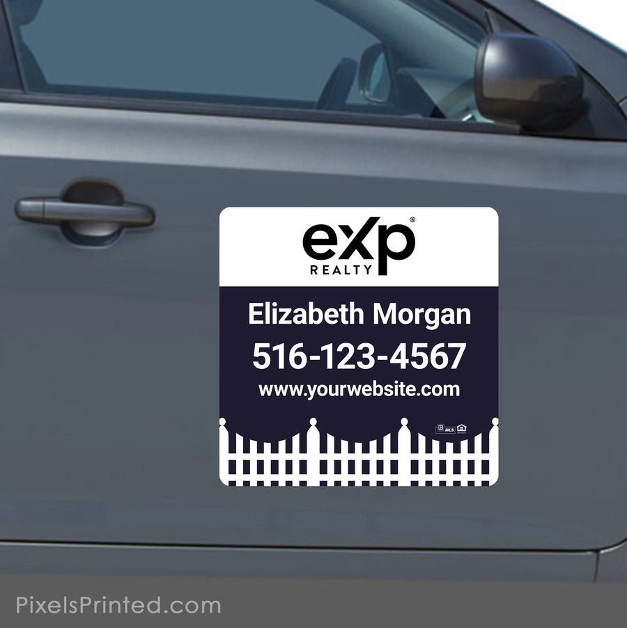 square eXp Realty realtor car magnet with personalized branding designed to promote an agent while driving.