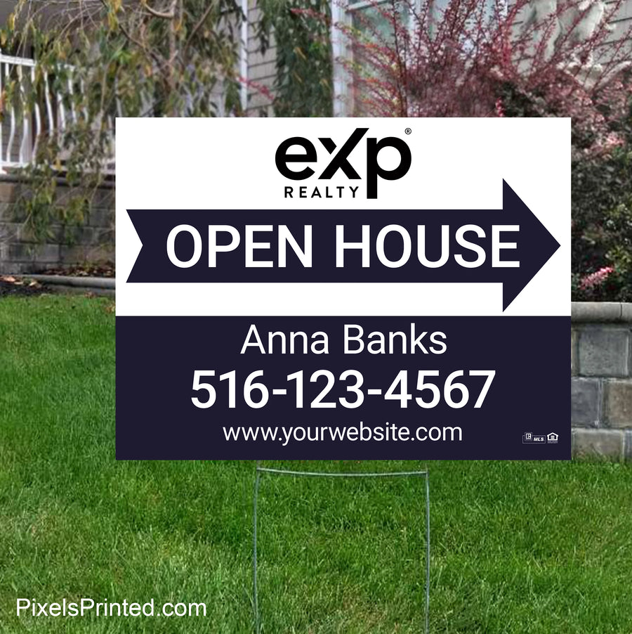 directional open house yard sign for EXP realty agents
