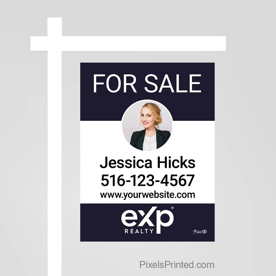 Professional eXp Realty sign panel that puts an agent's listing in front of buyers and passersby.
