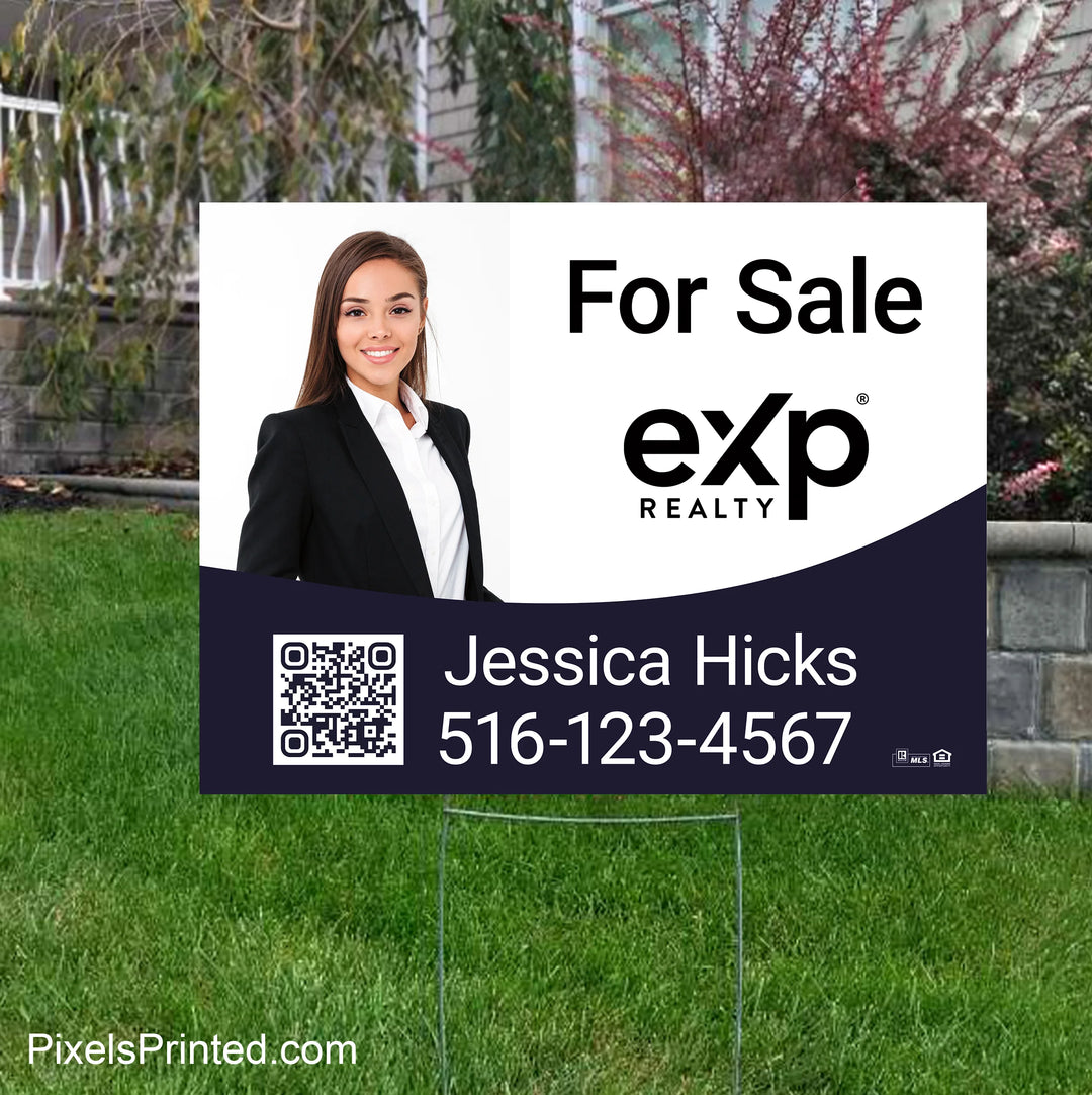 eXp Realty real estate listing yard sign with metal step stake for creating visible property marketing.