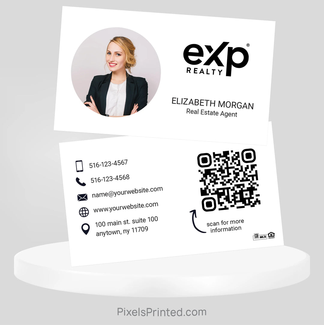 Custom eXp Realty real estate business card designed with clean branding and contact information.