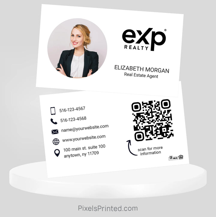Custom eXp Realty real estate business card designed with clean branding and contact information.