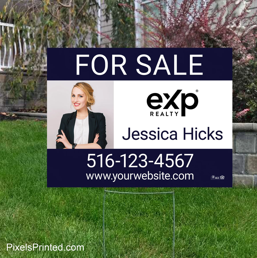eXp Realty custom real estate yard sign with metal step stake