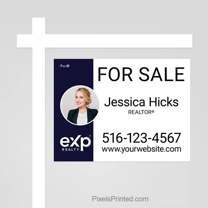 eXp Realty house for sale sign panel that helps draw attention to a listed property from the street.