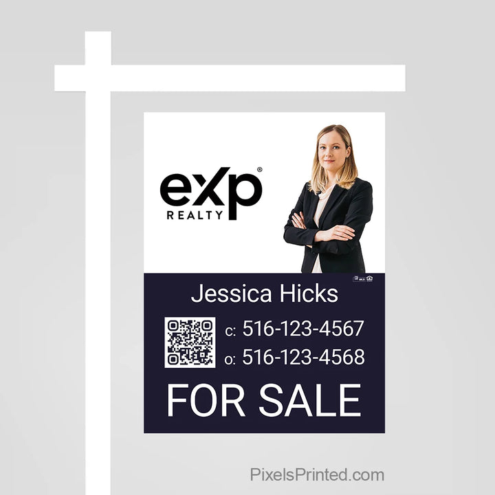 eXp Realty property sign with QR code that helps turn passing interest into a connection with the listing agent.