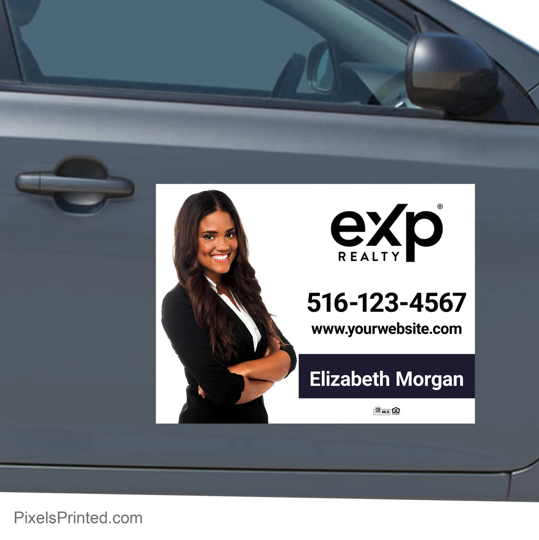 Professional eXp Realty realtor car decal designed to promote an agent and increase local brand recognition.