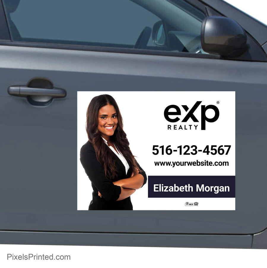 Professional eXp Realty realtor car decal designed to promote an agent and increase local brand recognition.
