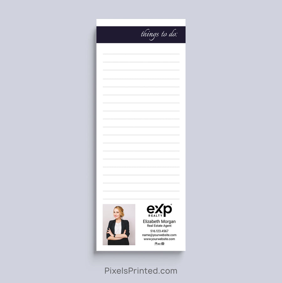 eXp Realty Things to Do realtor notepad with headshot and contact information