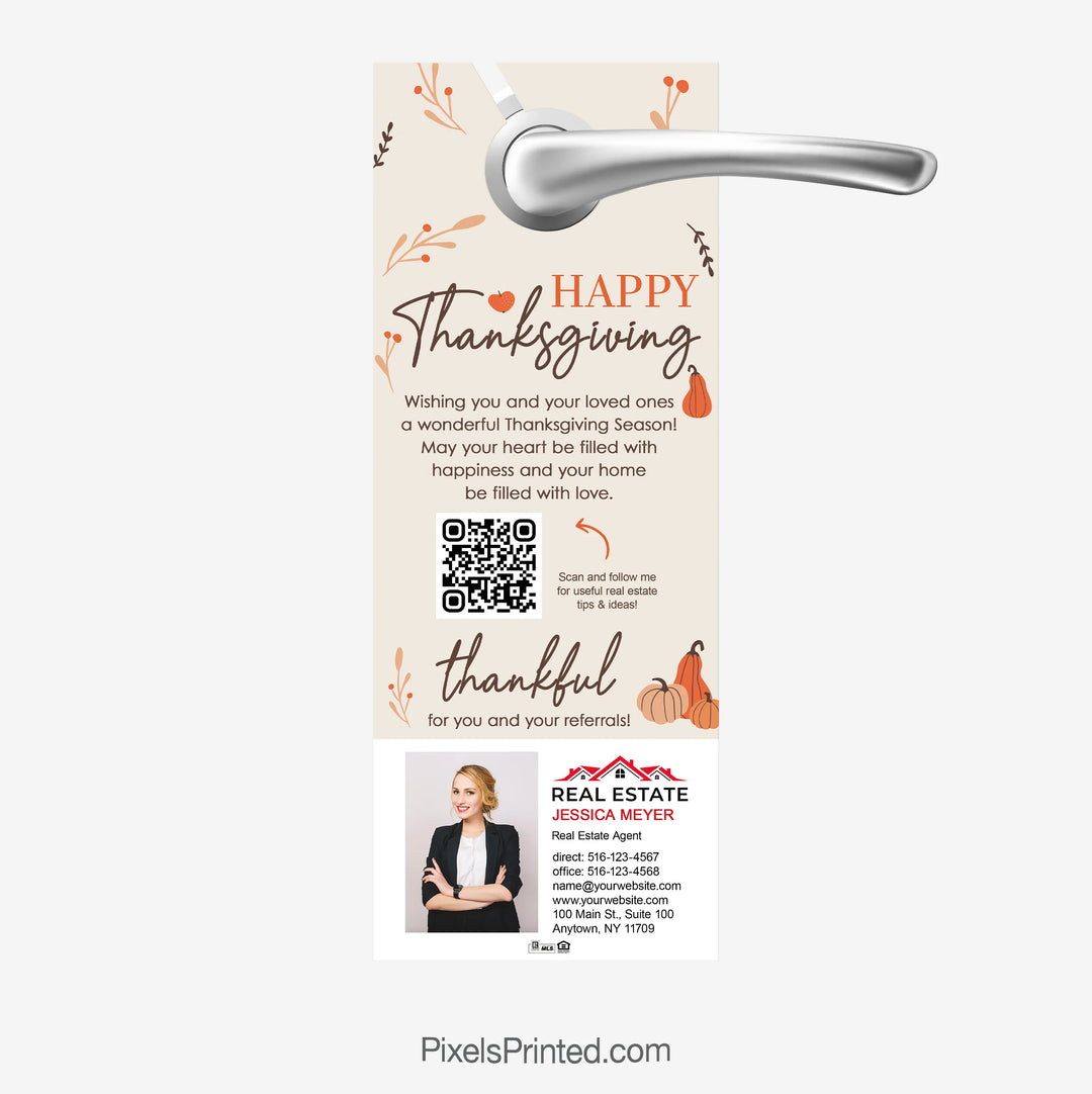happy thanksgiving real estate door hangers
