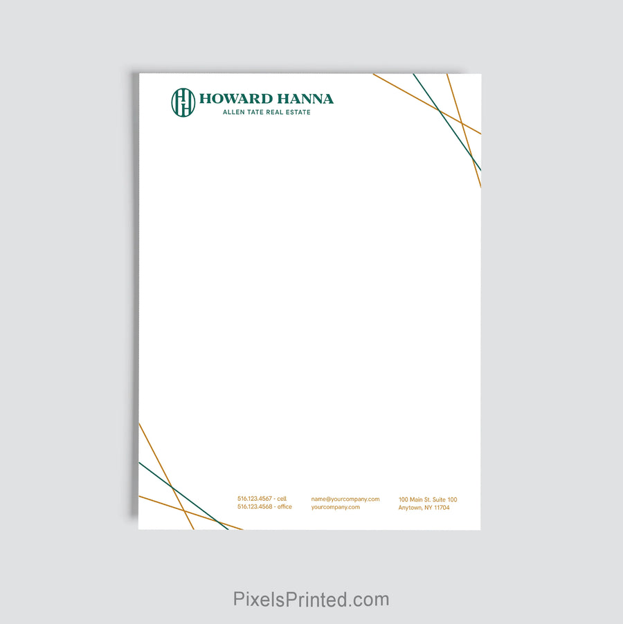Personalized Howard Hanna real estate letterhead for brokerage offices