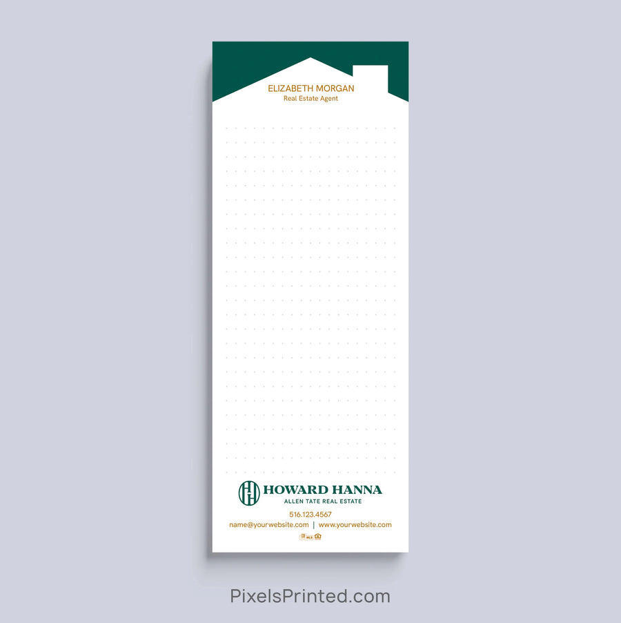 Personalized Howard Hanna real estate marketing notepad with house design