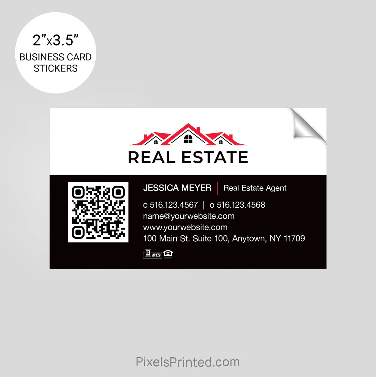 Independent real estate business card stickers PixelsPrinted 