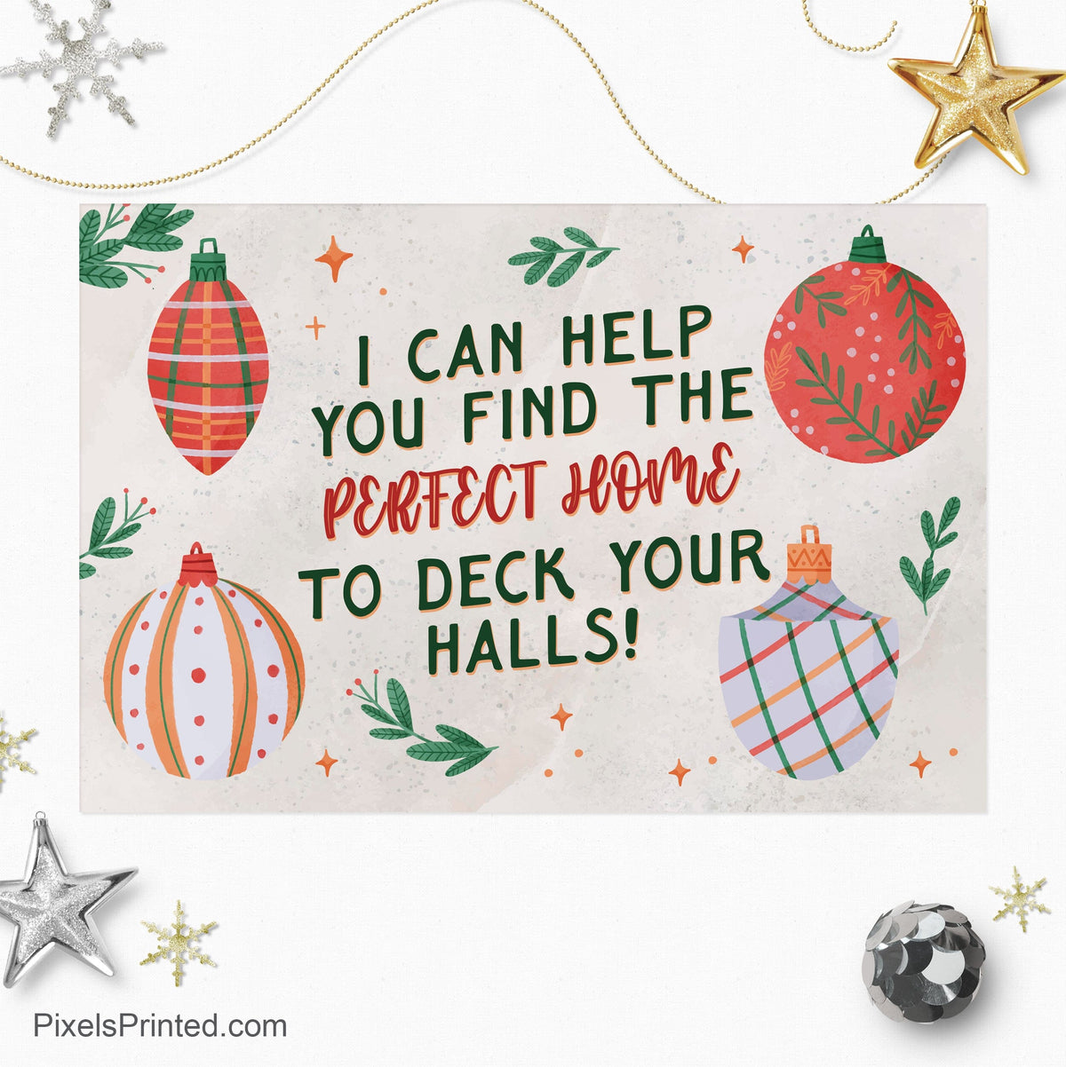independent real estate Christmas holiday postcards PixelsPrinted 