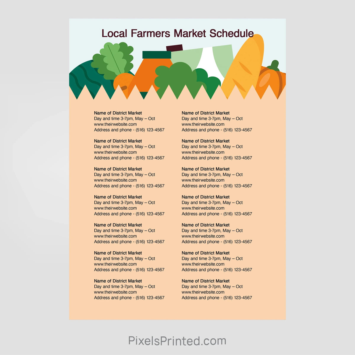 Independent real estate farmers market schedule postcards postcards PixelsPrinted 