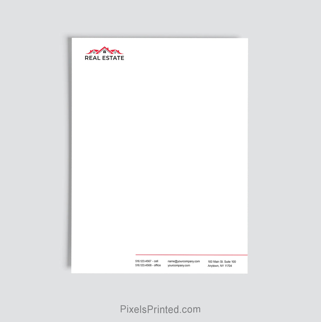 Independent real estate office letterhead personalized with brokerage information