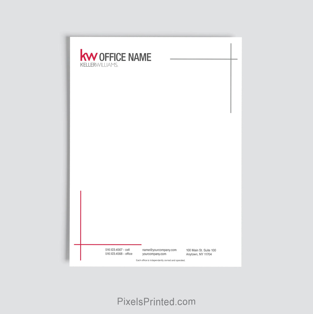 Keller Williams agent letterhead personalized for a real estate office