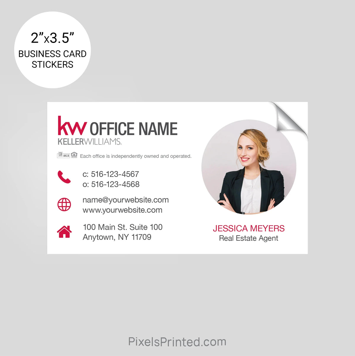 Keller Williams business card stickers PixelsPrinted 