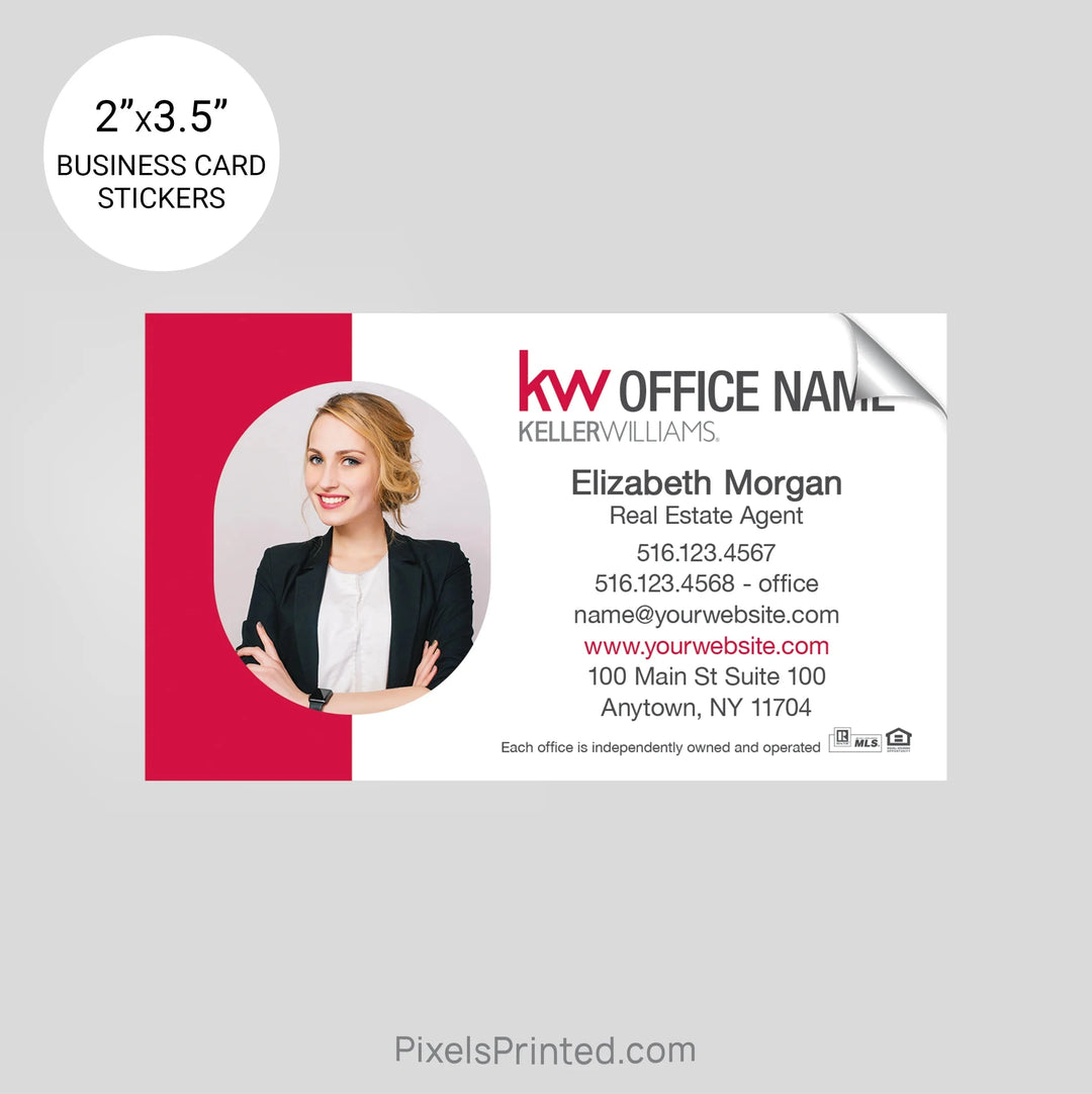 Keller Williams business card stickers PixelsPrinted 