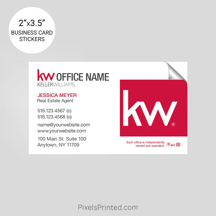 Keller Williams business card stickers PixelsPrinted 