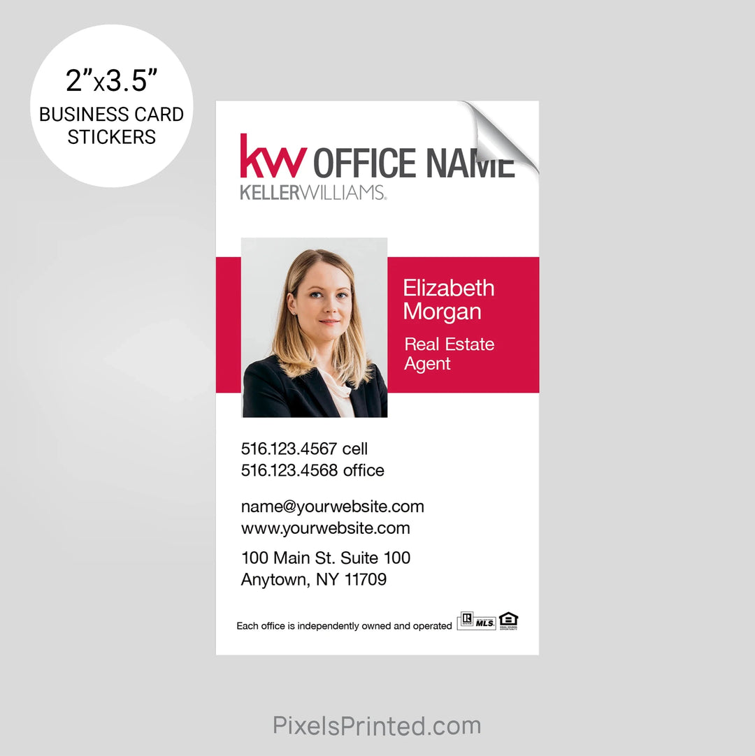 Keller Williams business card stickers PixelsPrinted 