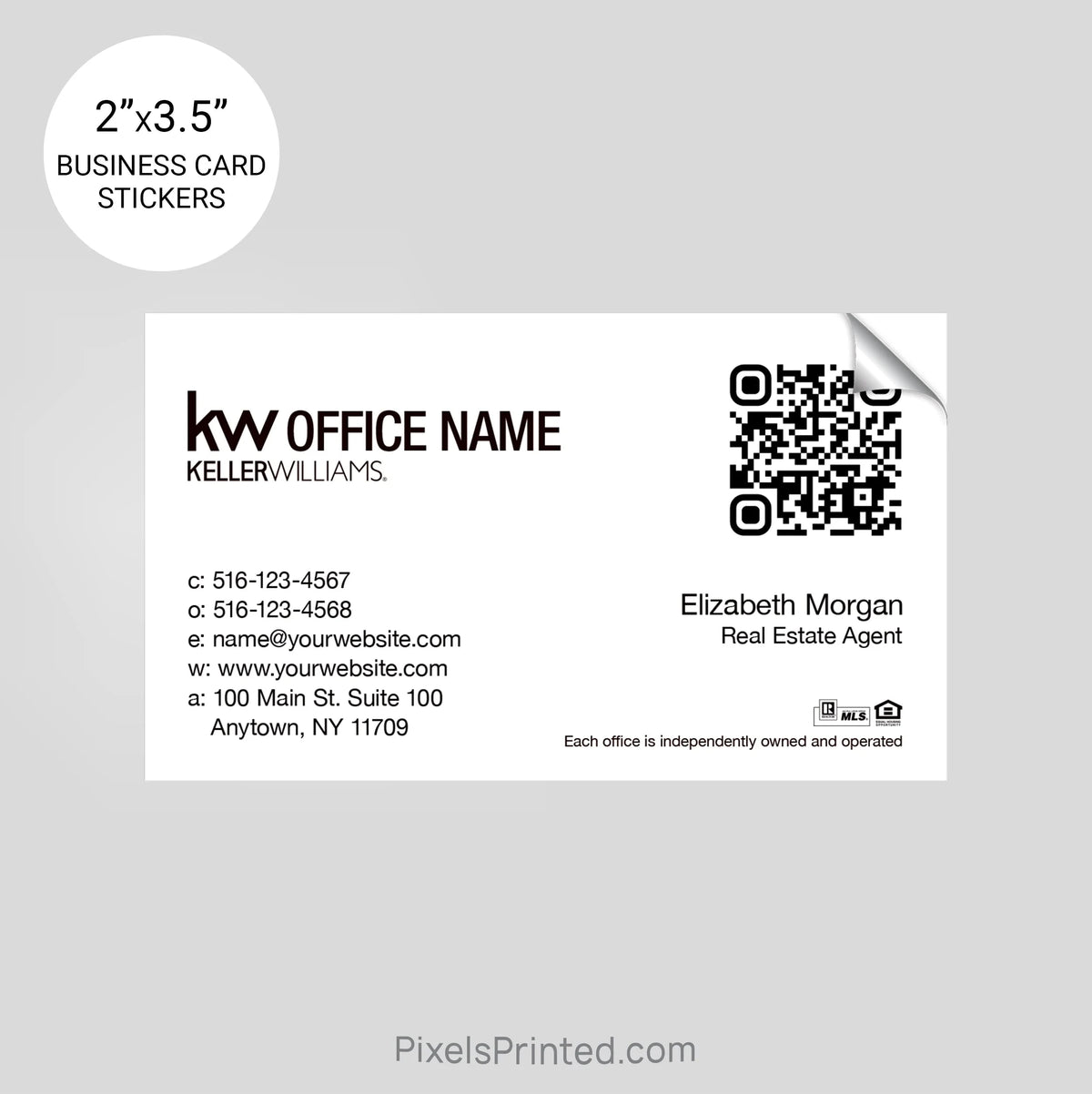 Keller Williams business card stickers PixelsPrinted 