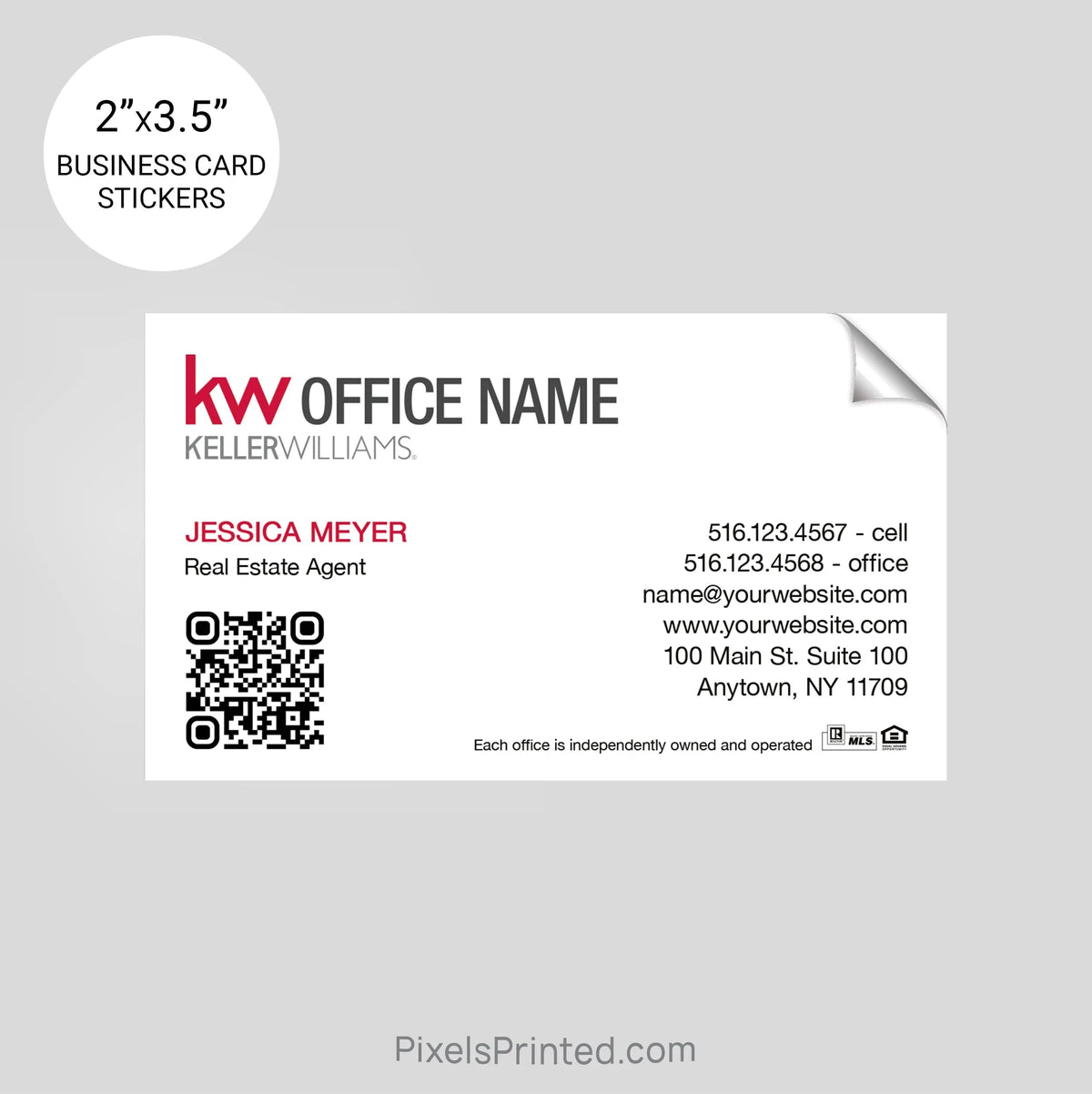 Keller Williams business card stickers PixelsPrinted 