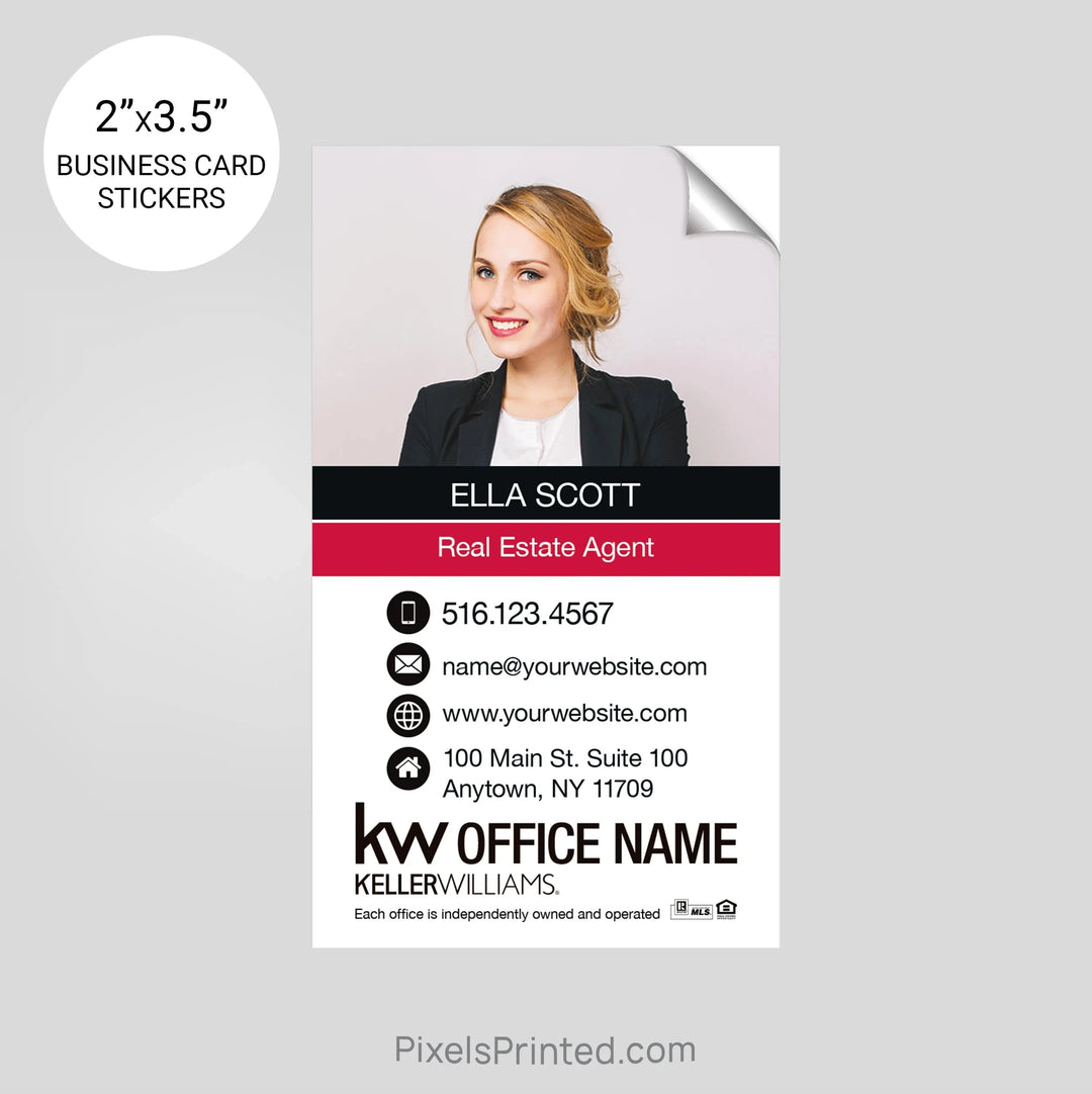 Keller Williams business card stickers PixelsPrinted 