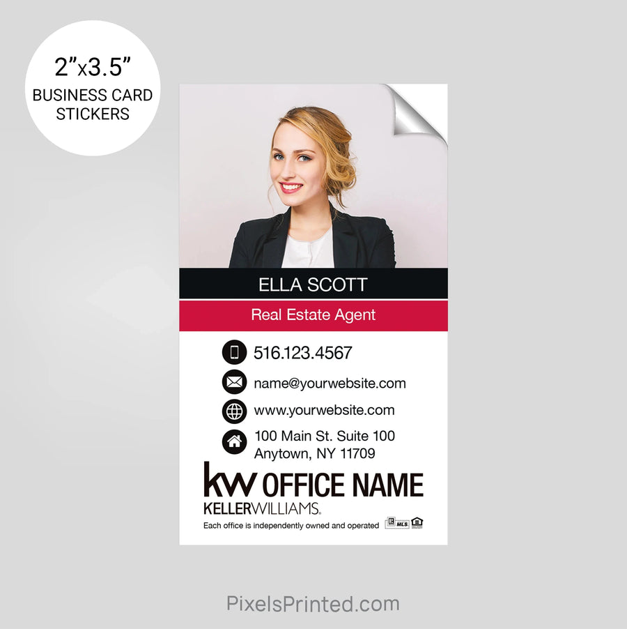 Keller Williams business card stickers PixelsPrinted 
