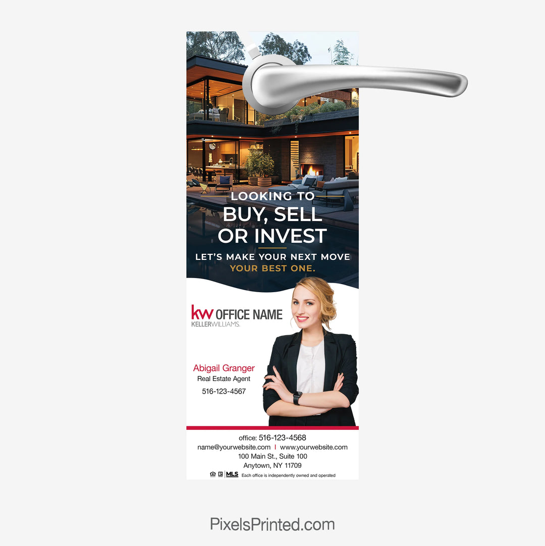 Keller Williams real estate agent introduction door hanger for neighborhood marketing