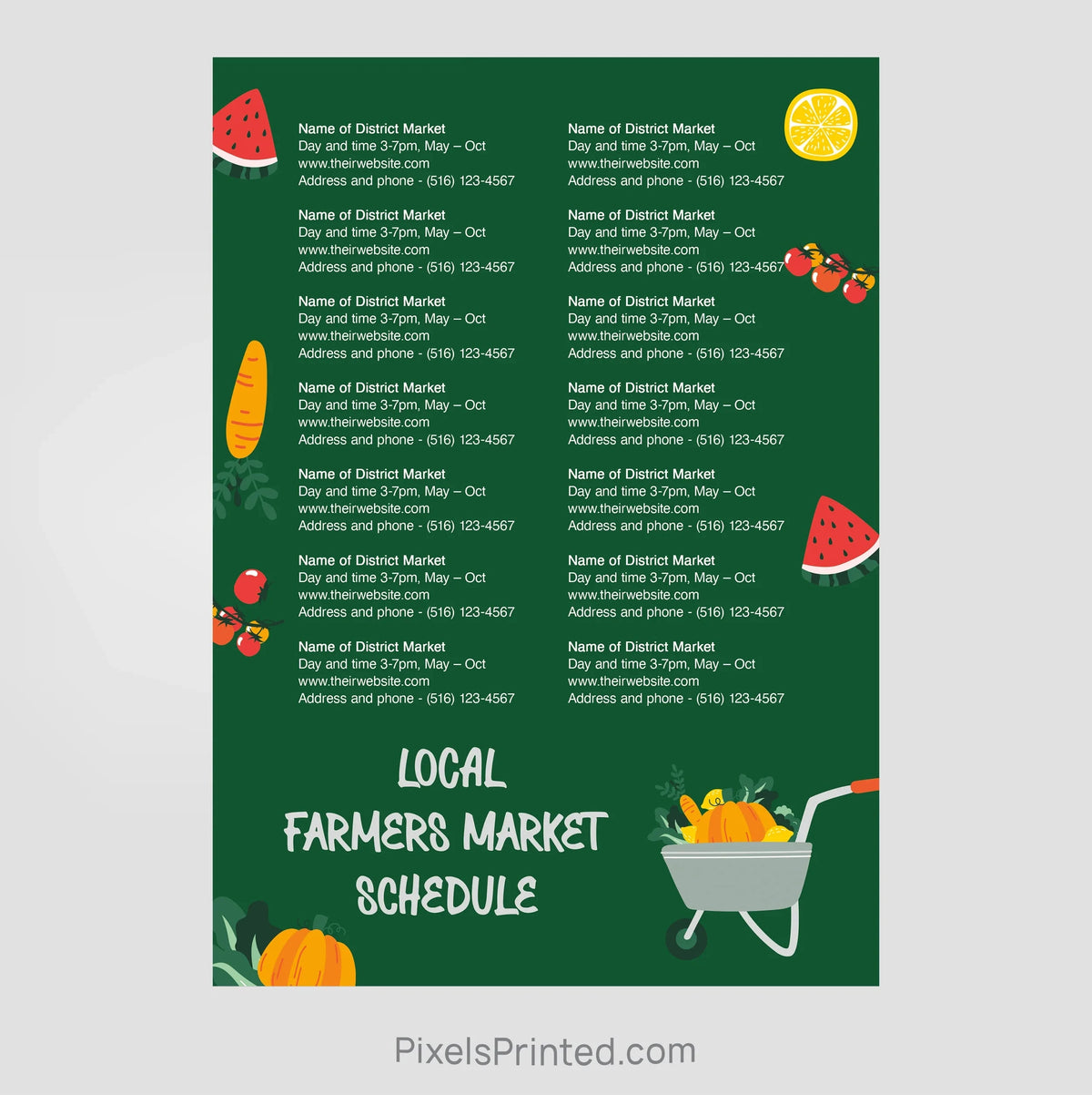 Keller Williams real estate farmers market schedule postcards PixelsPrinted 