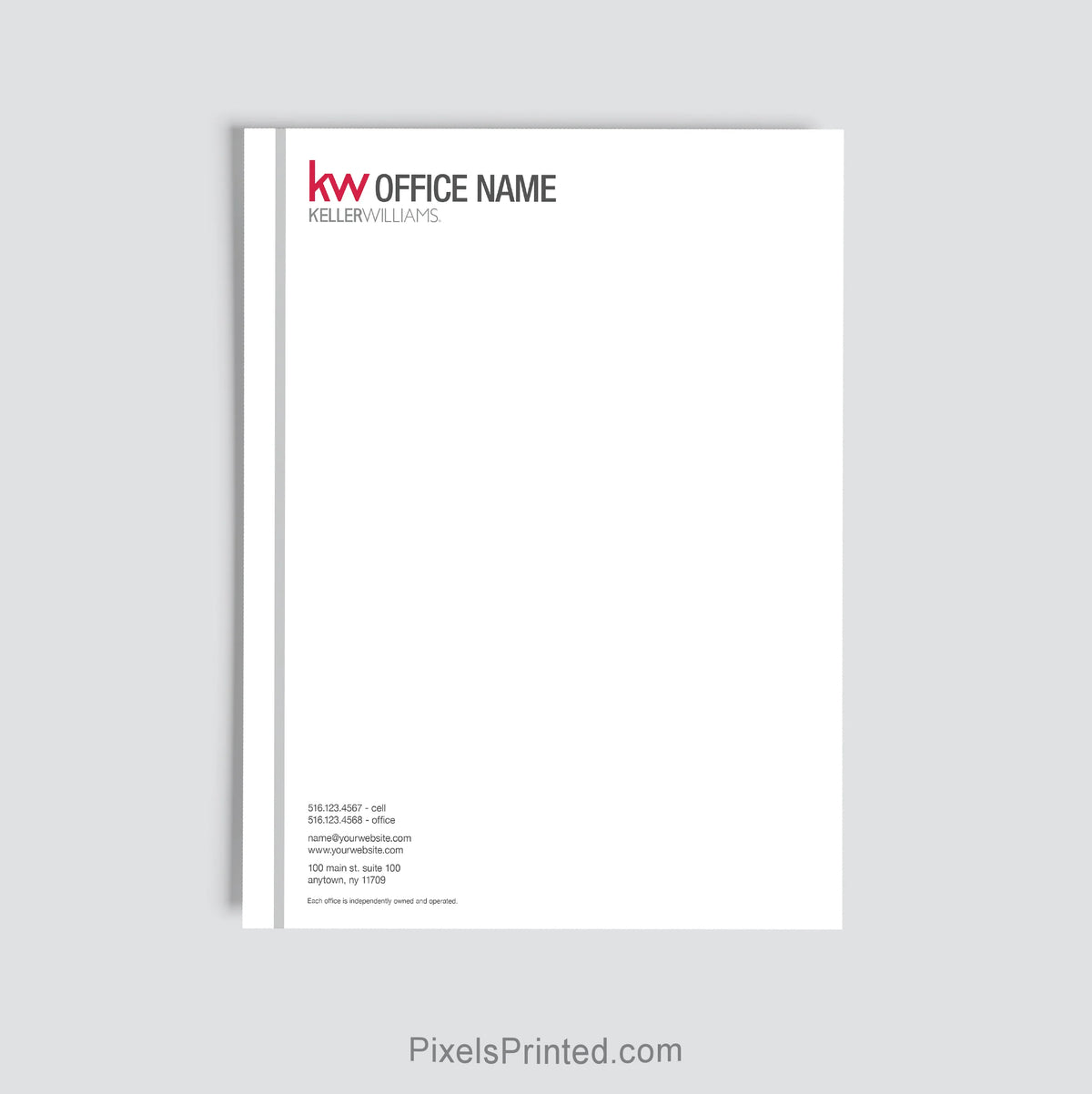 Keller Williams brokerage letterhead with personalized office information