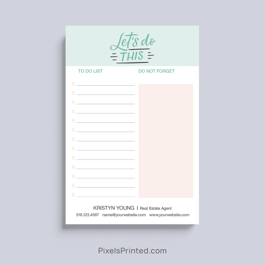 Personalized Let's Do This realtor notepad with custom branding
