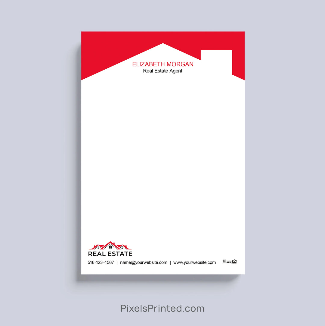 Personalized real estate agent notepad with house design and custom branding