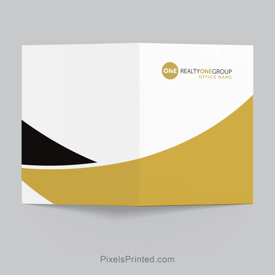 custom Realty ONE Group folder with two pockets and business card holder for real estate