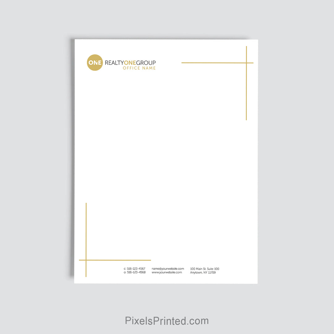 Realty ONE Group brokerage letterhead personalized with office information