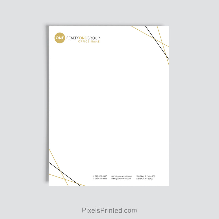 Personalized Realty ONE Group real estate letterhead for offices