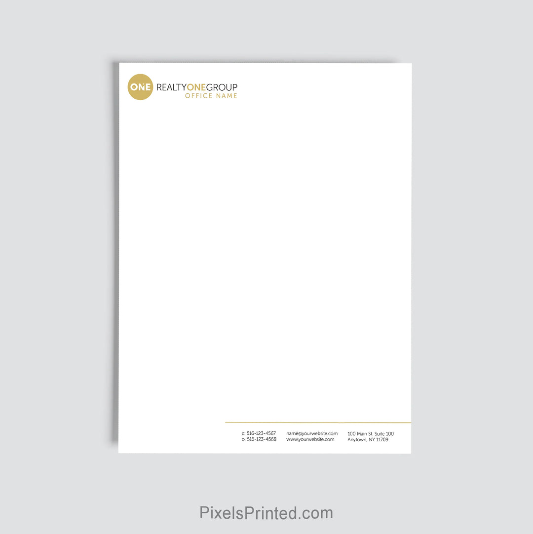 Realty ONE Group agent letterhead personalized for a real estate office