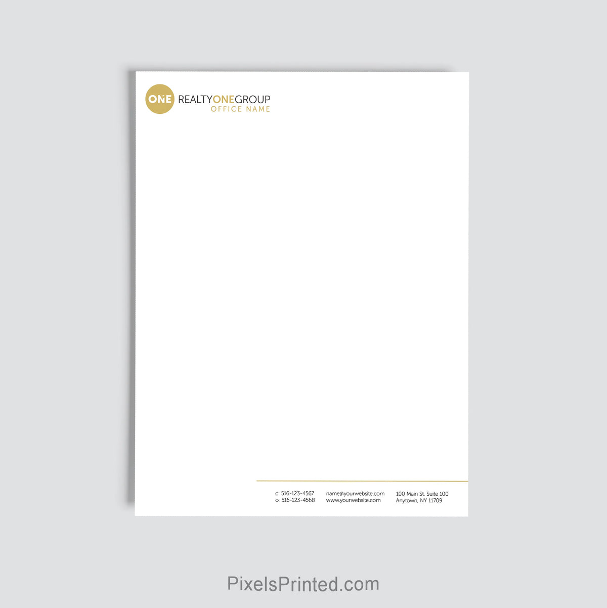 Realty ONE Group agent letterhead personalized for a real estate office