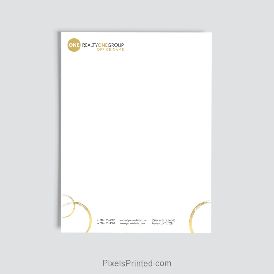 Realty ONE Group real estate office letterhead personalized for brokerage use