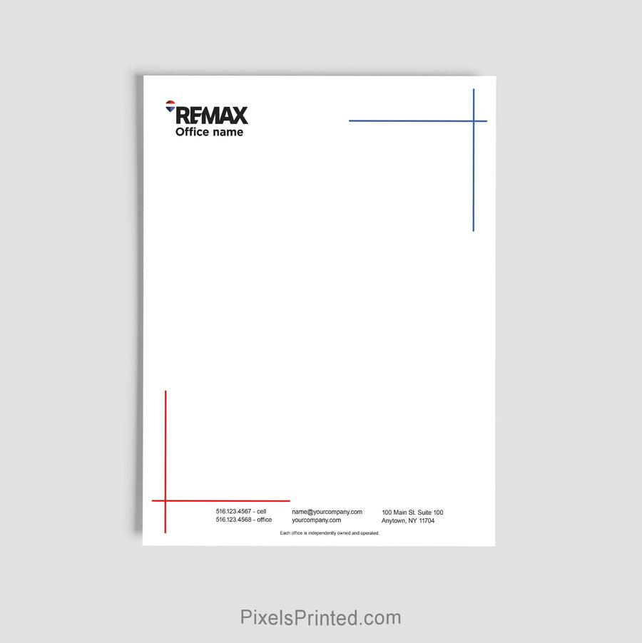 RE/MAX brokerage letterhead personalized with office information