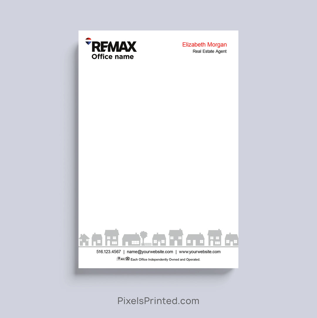 Personalized RE/MAX neighborhood realtor notepad with your logo, contact information and neighborhood-inspired design.