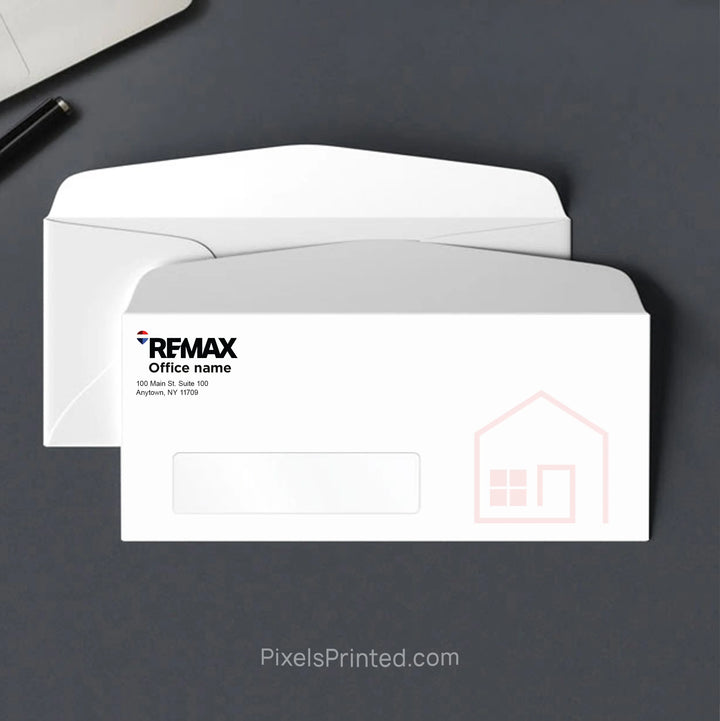 Personalized RE/MAX real estate office envelope with return address and window