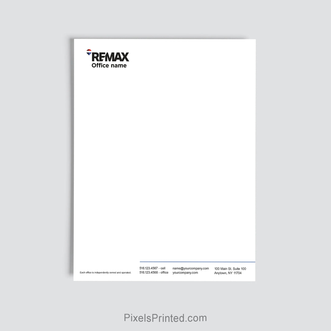 RE/MAX real estate office letterhead personalized for brokerage use