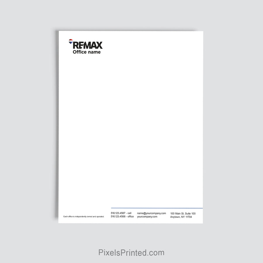 RE/MAX real estate office letterhead personalized for brokerage use