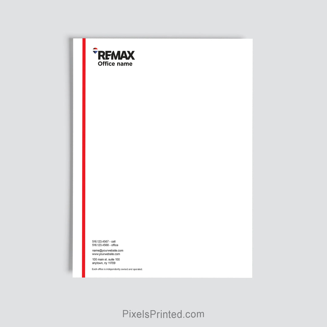 RE/MAX agent letterhead personalized for a real estate brokerage