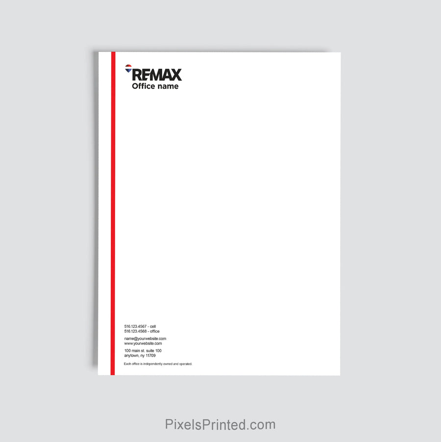 RE/MAX agent letterhead personalized for a real estate brokerage