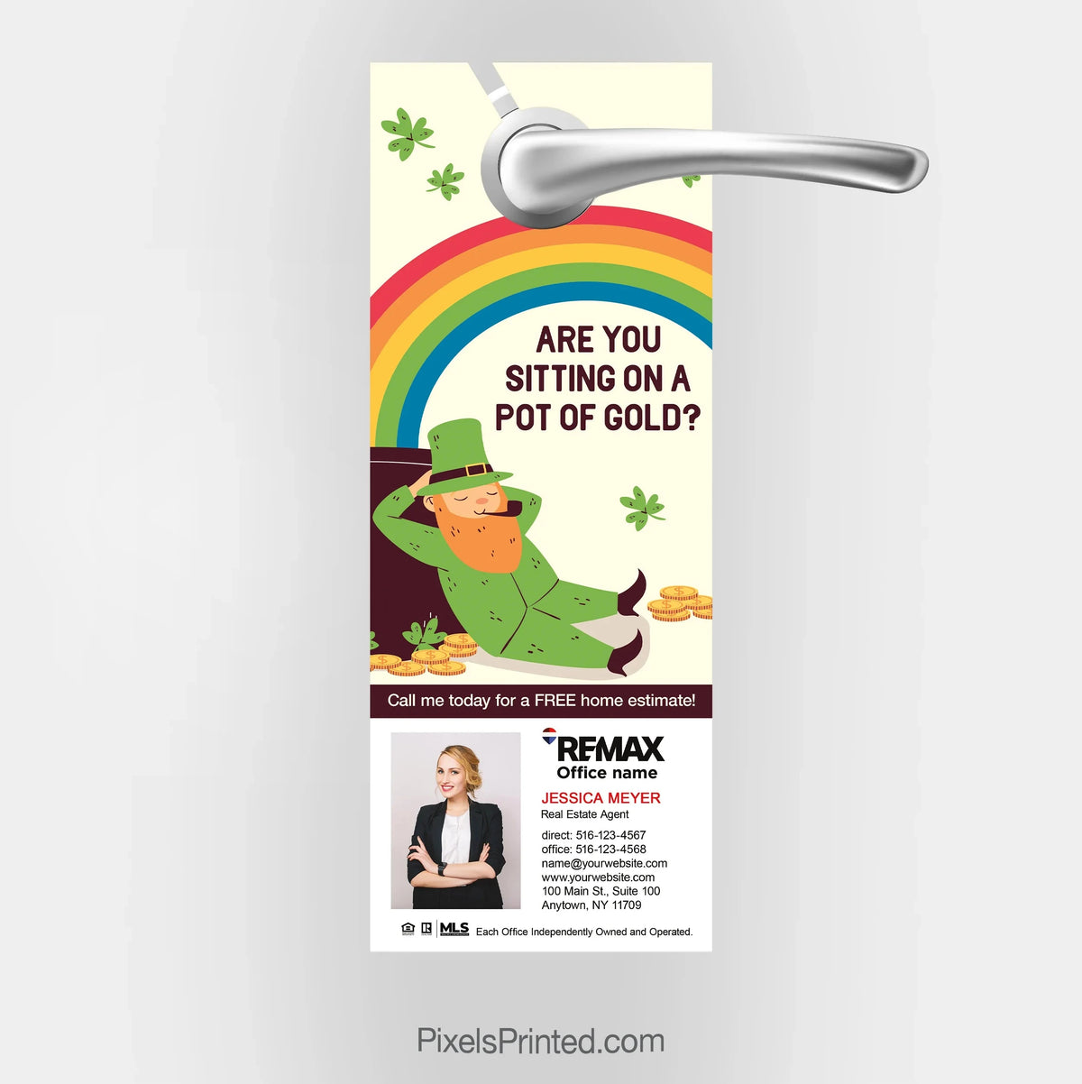 REMAX real estate St. Patrick's Day door hangers PixelsPrinted 
